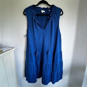 Max Studio Blue Faux Tiered Sleeveless Mini Dress